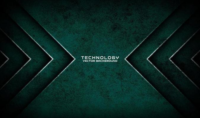 3D green technology abstract background overlap layer on dark space with white arrow effect decoration. Graphic design element dirty style concept for banner, flyer, card, brochure, or landing page
