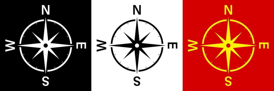 compass icon with an arrow and scale. Travel, device for determining the location and direction of tourist. Vector