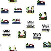 City Construction And Landscape Vector Seamless Pattern