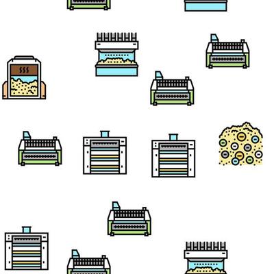 Flour Factory Industry Production Vector Seamless Pattern
