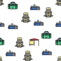 Camping Equipment And Accessories Vector Seamless Pattern