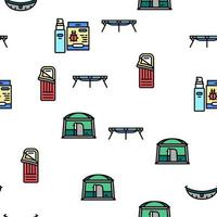 Camping Equipment And Accessories Vector Seamless Pattern