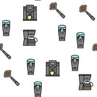 Coffee Make Machine And Accessory Vector Seamless Pattern