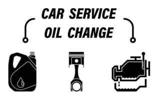 Infographics, car repair service. Engine oil change, engine piston lubrication, oil level control. Set of vector icons