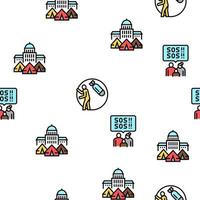 Refugee From Problem Collection Icons Set Vector