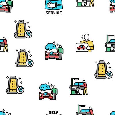 Self Service Car Wash Vector Seamless Pattern