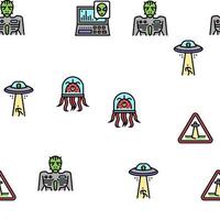 Ufo Guest Visiting Vector Seamless Pattern