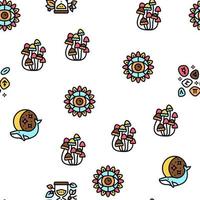 Boho Style Decoration Vector Seamless Pattern