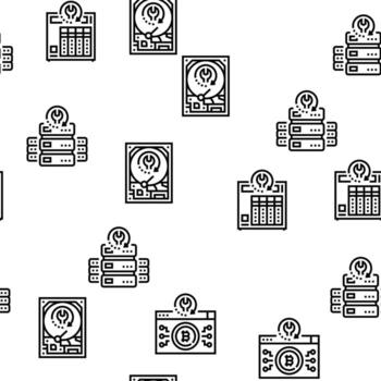 Data Recovery Computer Processing Vector Seamless Pattern