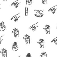 Hand Gesture And Gesticulate Vector Seamless Pattern