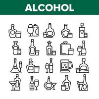 Alcohol Drink Bottles Collection Icons Set Vector