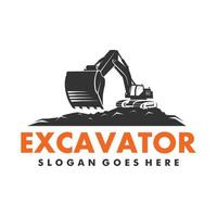 Excavator logo template, heavy equipment for construction logo vector