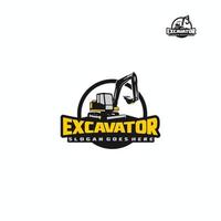 Excavator logo template, heavy equipment for construction logo vector