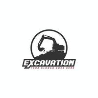 Excavator logo template, heavy equipment for construction logo vector