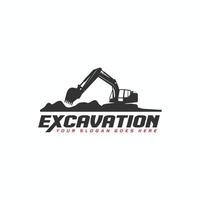 Excavator logo template, heavy equipment for construction logo vector