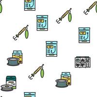 Fishing Shop Products Vector Seamless Pattern