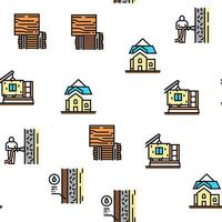 Timber Frame House Vector Seamless Pattern