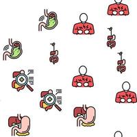 Digestion Disease And Treatment Icons Set Vector