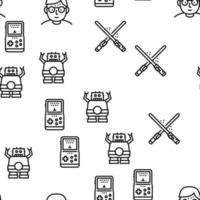 Geek, Nerd And Gamer Vector Seamless Pattern