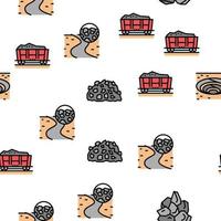 Crushed Stone Mining Vector Seamless Pattern