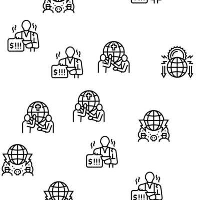 Social Public Problems Worldwide Vector Seamless Pattern