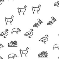 Wild Animals, Bugs And Birds Vector Seamless Pattern