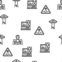 Ufo Guest Visiting Vector Seamless Pattern