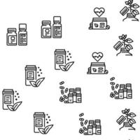 Homeopathy Medicine Collection Icons Set Vector