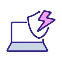 lightning fast laptop protection icon vector outline illustration