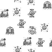 Space Base New Home Vector Seamless Pattern