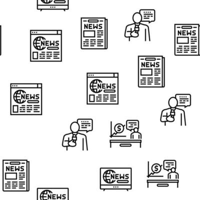 News Broadcasting Vector Seamless Pattern