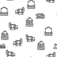 Crushed Stone Mining Vector Seamless Pattern