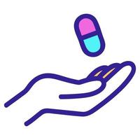 vector de icono de mano y antibiótico. ilustración de símbolo de contorno aislado