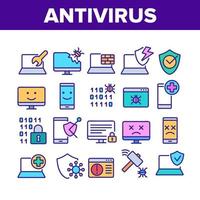 Antivirus Program Collection Icons Set Vector