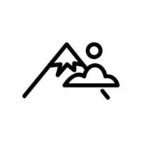 vector de icono de montaña y nube. ilustración de símbolo de contorno aislado