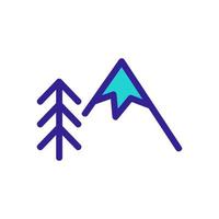 mountain and Christmas tree icon vector. Isolated contour symbol illustration vector