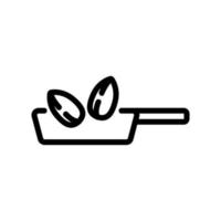 frying almond on pan icon vector outline illustration