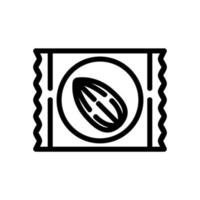 ilustración de contorno de vector de icono de bolsa de paquete de almendras