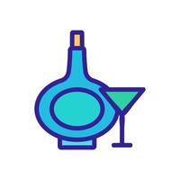 ilustración de contorno de vector de icono de vidrio de botella de coñac