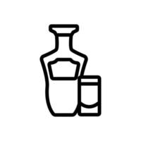ilustración de contorno de vector de icono de vidrio de botella de tequila