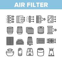 Air Filter And Airflow Collection Icons Set Vector