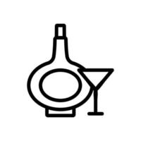 ilustración de contorno de vector de icono de vidrio de botella de coñac
