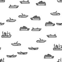 Boat Water Transportation Types Vector Seamless Pattern