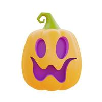Happy Halloween with Jack-o-Lantern pumpkin character isolated on white background, traditional october holiday, 3d rendering. photo
