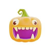 Happy Halloween with Jack-o-Lantern pumpkin character isolated on white background, traditional october holiday, 3d rendering. photo
