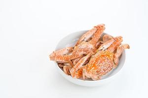 Steamed Blue Crab served on plate, food preparation photo