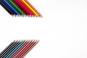 Top view of color pencils groups on white backgroup. Back to school concept for Modern design vector, illustration and used in website page design template for Art School, creative kids photo