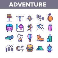 Adventure Collection Elements Icons Set Vector