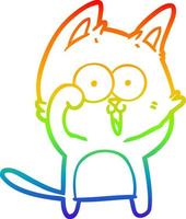 rainbow gradient line drawing funny cartoon cat vector