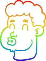 rainbow gradient line drawing cartoon male face vector